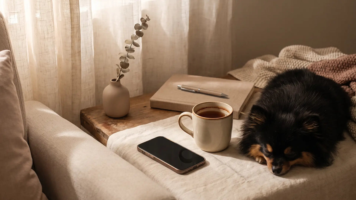 Phone face down, cold tea, and a sleeping dog on a quiet evening after a one sided friendship