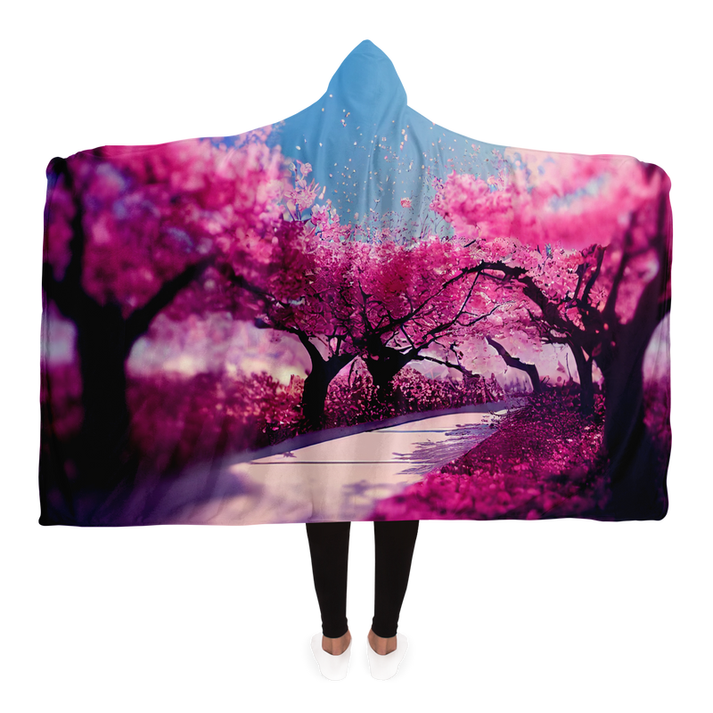 Cherry Blossom Trees Spring Ultra Soft Premium Hooded Blanket | Sweeties Pawprints