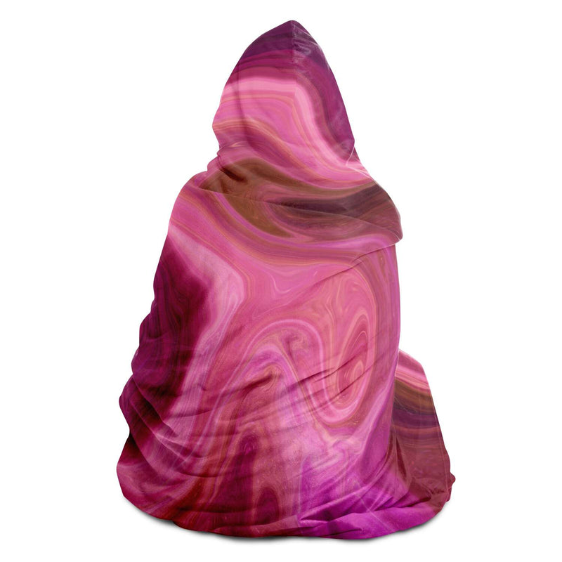 Fuchsia Pink Fluid Art Ultra Soft Hooded Blanket | Sweeties Pawprints
