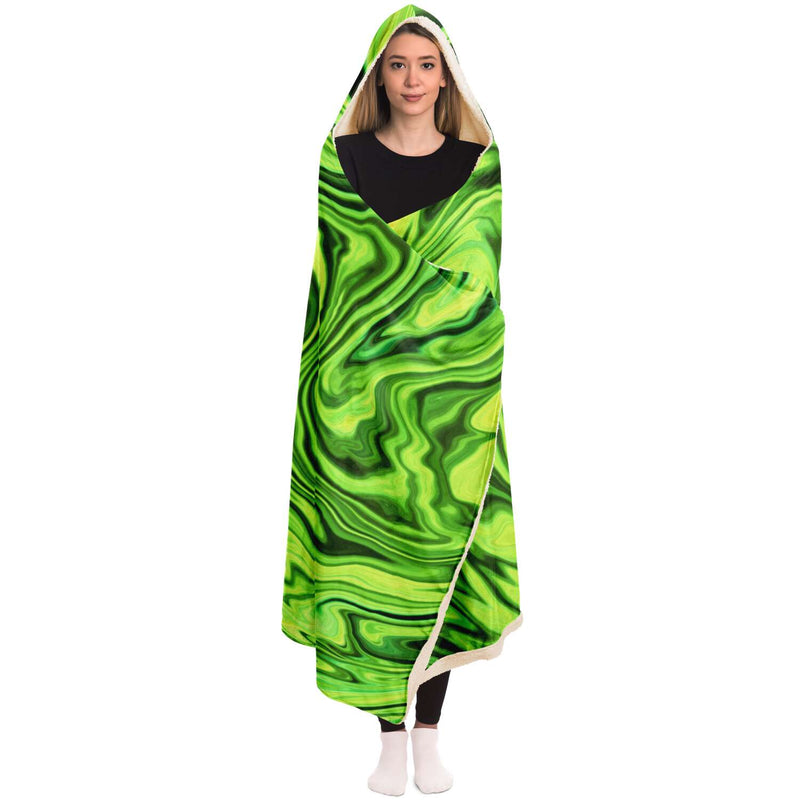 Green Fluid Art Comfort Hooded Blanket | Sweeties Pawprints