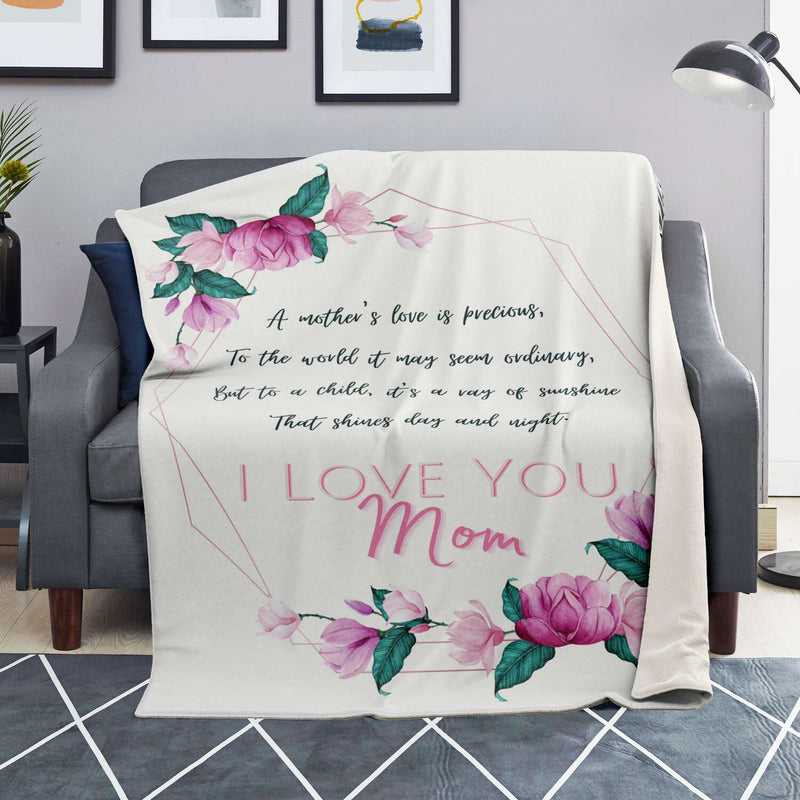"I Love You Mom" Letter Blanket Extra Large | Sweeties Pawprints