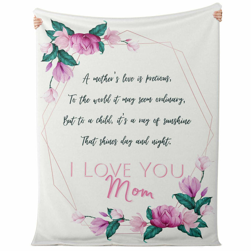 "I Love You Mom" Soft Letter Blanket Extra Large | Sweeties Pawprints