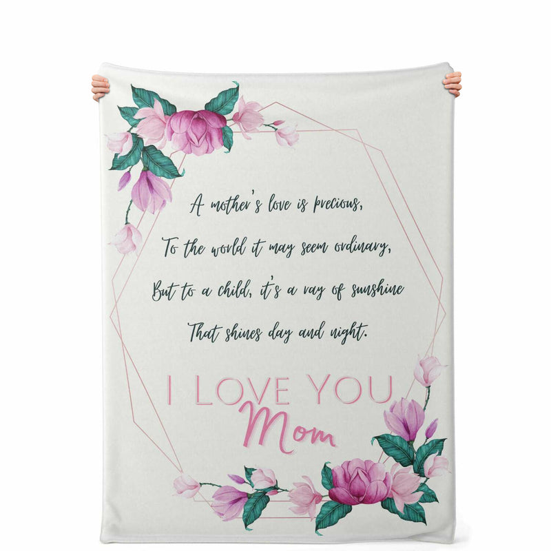 "I Love You Mom" Soft Letter Blanket Large | Sweeties Pawprints