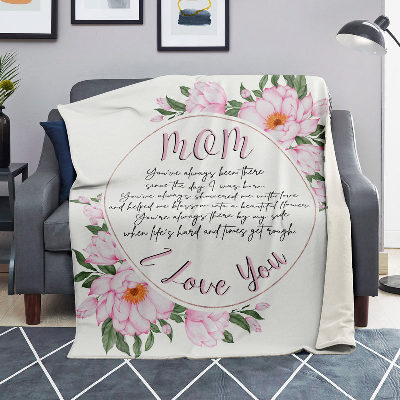 Pink Floral Mom Letter Blanket Extra Large | Sweeties Pawprints