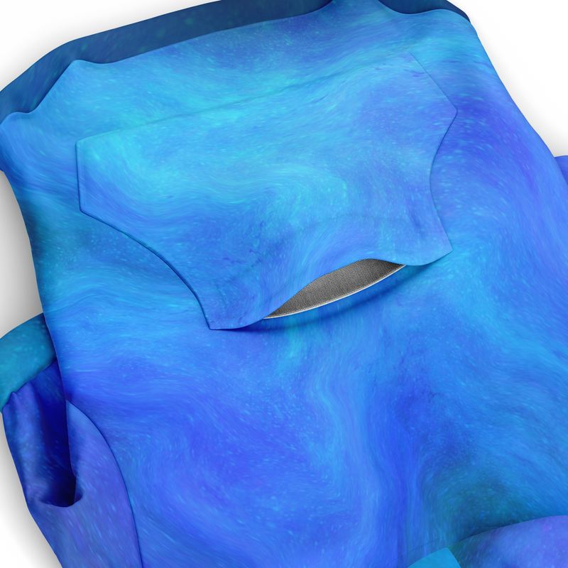 Blue Fluid Art Athletic Dog Zip-Up Hoodie Pocket | Sweeties Pawprints