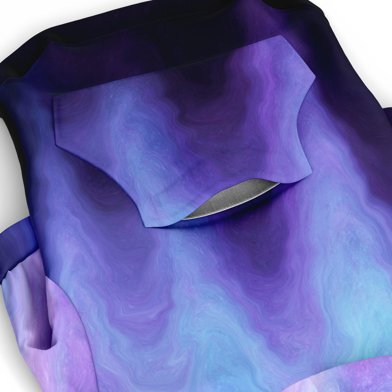Blue Violet Fluid Art Athletic Dog Zip-Up Hoodie Pocket | Sweeties Pawprints
