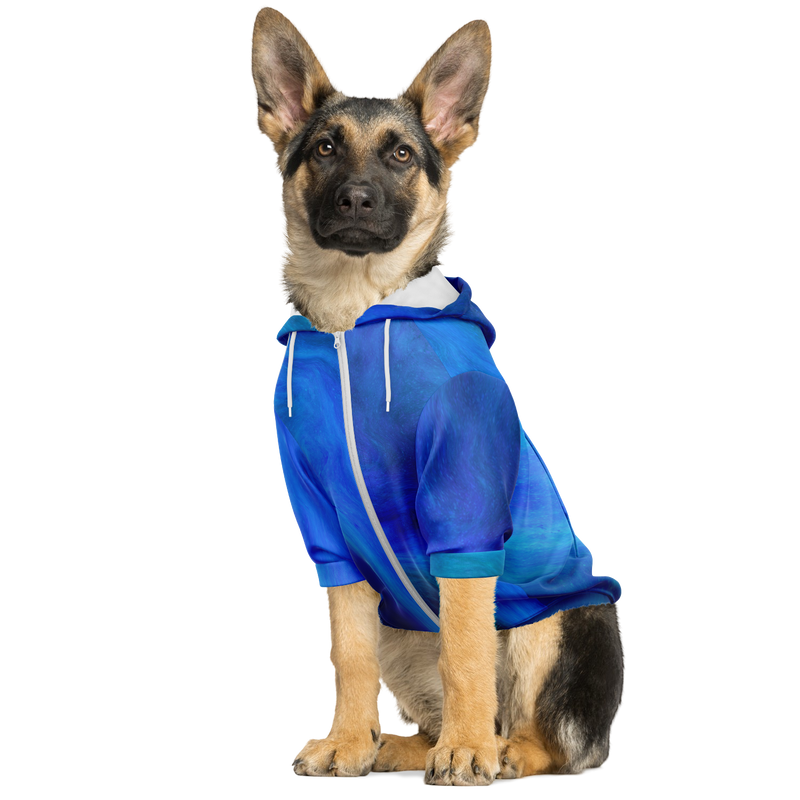 German Shepherd Wearing Blue Fluid Art Athletic Dog Zip-Up Hoodie | Sweeties Pawprints