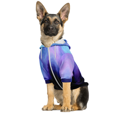 German Shepherd Wearing Blue Violet Fluid Art Athletic Dog Zip-Up Hoodie | Sweeties Pawprints
